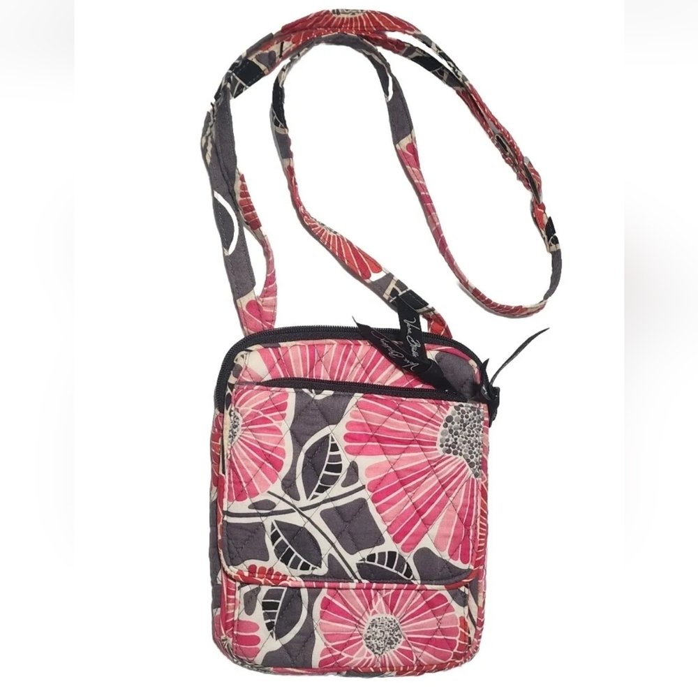 Vera Bradley Small Purse Little Hipster Crossbody Purse Red Pink Black Flowers